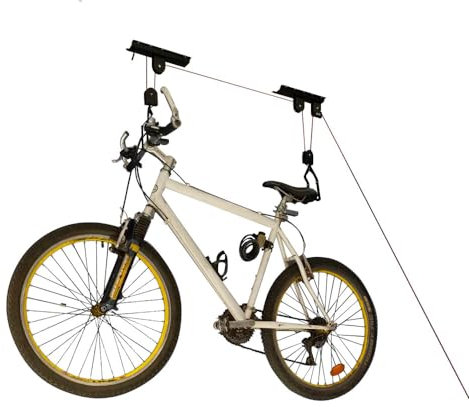 Support vélo plafond - 20 kg - Élévateur à poulie - Rangement vélo - Frein automatique de maintien de la corde - Porte-vélo