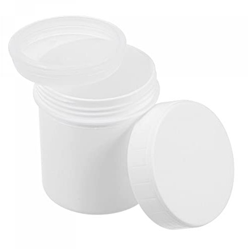 sourcing map Empty Plastic Paint Pail 0.04 -Gallon/150mL Seal Storage Container with Sealing Lid White 5Pcs