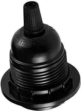 LEDSone E27 Lamp Holder, Vintage Bulb Holders, Black Bakelite Edison Screw Lamp Holders Fitting, External Thread Retro Style, for DIY Pendant E27 Socket UK (1 Pc)