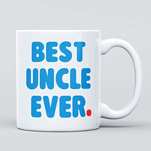 Panther Print Best Uncle Ever Large Heavy Duty Ceramic Bold Blue Novelty Funny Coffee Mug, Cup for Uncle – Gift for Birthday, Christmas, Congratulations - Gifts for Men