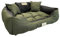 KingDog Hunde- und Katzenbett mit Zwei Kissen Hundekissen Hundekorb Haustierbett Waschbar Wasserdichtes PVC-Material (L 100x75cm, Grün)