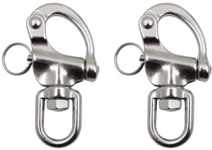 2pcs Manilles à Ressort en Acier Inoxydable, Manille à Ressort Rotative à 316 Tours Manille Pivotante à Dégagement Rapide Anticorrosion pour les Activités de Navigation en Plein Air
