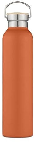 Tower NL865026TUR Natural Life Insulated Stainless Steel Bottle with Bamboo Lid, Crafted from Sustainable Materials, 750ml Capacity, Orange