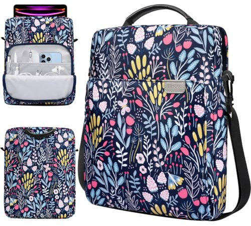 TiMOVO 13 Zoll Tablet-Tasche mit Schulterriemen für iPad Air 13, iPad Pro 13, iPad Pro 12.9, Galaxy Tab S9+/S9 Plus/S10+/S10 Plus/S9 FE+/S9 FE Plus 12.4, Bunte Blume