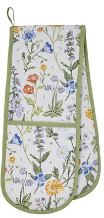 Ulster Weavers - Meadow Flowers Double Oven Gloves (88 x 18cm) - 100% Cotton - Floral Oven Gloves Heat Resistant - Washable - Flower Themed Oven Gloves in Green - Floral Kitchen Accessories