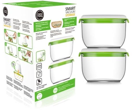 FOSA Lot de 2 contenants moyens réutilisables avec fermeture sous vide pour aliments - 850 ml (pompe à vide non incluse)