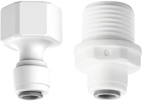 1/4 Tubo a 1/2 Femmina/Maschio Connettore Rapido, 2 Pezzi Filtro Acqua Connettori Rapidi, Push in to Tubing Pipe Joint per Filtro Dell'acqua ad Osmosi Inversa(Bianco)