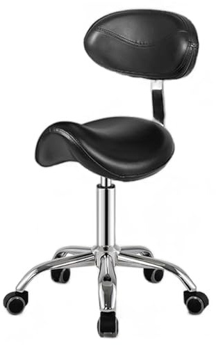 Innovz Sattelhocker Extra Hoher Sattelstuhl für Stehpulte, Ergonomischer Homeoffice-Stuhl 30 - 36 Höhenverstellbar, Sattelhocker mit Gasdruckfeder, Rollen und Rückenlehne(Black)