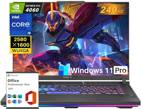 ASUS Laptop ROG Strix G16 para juegos, con licencia de por vida de oficina, pantalla WQXGA de 16 pulgadas de 240 Hz, Intel 24-Core i9-14900HX, 64 GB DDR5, 2 TB SSD, GeForce RTX 4060, Wi-Fi 6E, KB