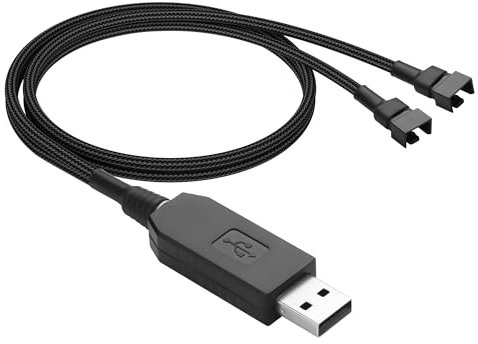 GINTOOYUN USB to 3/4 Pin 1 to 2 Step-Up Fan Power Cable DC5V to DC12V USB-A Male to Two 3/4 Pin Male Chassis Fan Cable for CPU Fans,Chassis Fans etc(21.26 Inch)(1 to 2)