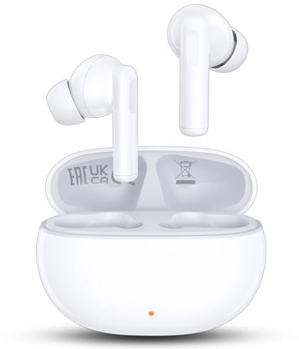 HONOR CHOICE X7i Auriculares Inalambricos, Bluetooth 5.3,Cancelación activa del ruido de 45 dB,Dual ENC Mic,Reproducción 40H,IP54 Impermeable,HiFi Estéreo Cascos Inalámbricos for Apple Android(Blanco)