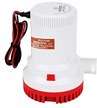 Bomba de vacío Bomba de sentina de barco de 2000GPH, bomba de sentina de alta presión de 24v, 24 V CC, 12v, regla de Kayak, agua eléctrica, 2000 Gph, 12 V, accesorios Sencillo pero poderoso(12v)