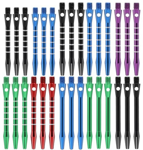 Psyqtsuary Alumium Dart Schäfte, 30 Stück 2BA Aluminium mit Gewinde Dart Shafts mit Dart-O-Ring 50 mm/53 mm Dart Schaft Dartpfeile Stems Dart Zubehör für Soft Dartpfeile, Steel Dartpfeile