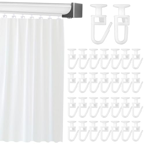 100 feltrini per tende, ganci universali per tende, ganci per binari, ganci bianchi per tende da doccia, tende da finestra