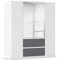 Rauch Möbel Bristol, Drehtürenschrank, Kleiderschrank, Schrank, Garderobe, 4-türig, 2 Spiegeltüren, 4 Schubladen in Grau metallic, Schwarz, Farbe Weiß, Griffprofil Weiß, Push-to-Open, 181x197x54cm