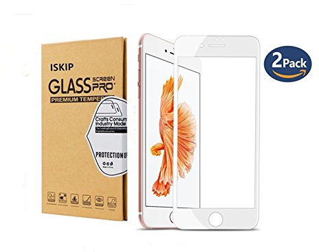 ISKIP [2 Pack] Screen Protectors for iPhone 7 Plus or iPhone 8 Plus, Full Coverage Soft Edge Film for iPhone 7 Plus and iPhone 8 Plus 5.5 (White)