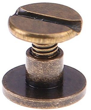 Demiawaking 20pcs Rivetti in Rame Massiccio Viti Piatta Artigianale in Pelle Rivetti Accessori DIY per Album, lLibro, Cinture, Portafoglio, Lavorazione del Cuoio (5mm, Bronzo)