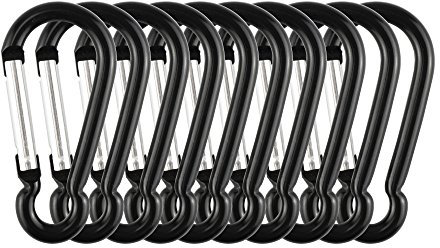 Temlum 10 PCS Carabiner Clips, 4/4.7/5.9/6.6/7.5cm Keyring Clip Gourd Shape Small Snap Hook Aluminum Carabiner Clip for Keys, Backpack, Dog Leash, Fishing, Camping