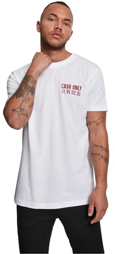Mister Tee Herren Cash Only T-Shirt, White, 2XL