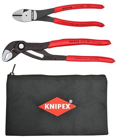 KNIPEX 9K 00 80 124 US Cobra 10 in. Box Joint Pliers/8 in. Diagonal Cutting Pliers Set with Bonus Bag (3-Piece)