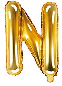 PartyDeco Folienballon Buchstabe N Gold-Geburtstag Hochzeit Jahrestag Folienballon Buchstabe N- Gold Größe ca. 35 cm Geburtstag Hochzeit Verlobung Silvesterparty Folienballon Hel Deko Geburtstag
