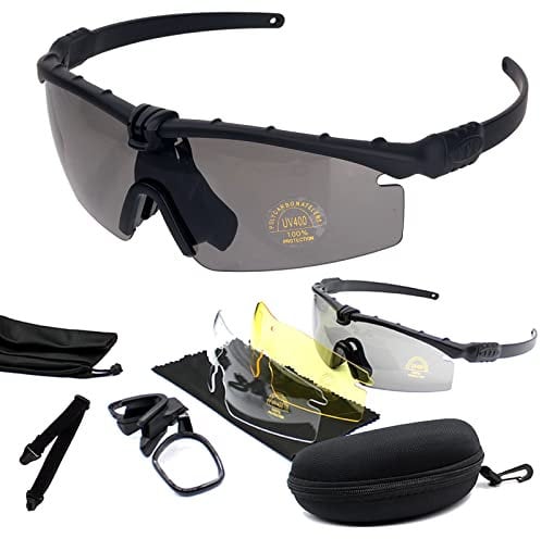 FOCUHUNTER Augenschutz - Sportbrillen für Herren Anti Fog Radsportbrillen, Schutzbrille, Lesebrille Anti-UV400 Schutzbrille zum Radfahren, Wandern und Schießen (Schwarz)