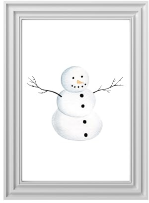 Din A4 Kunstdruck ungerahmt - Schneemann lachend - Aquarell Winter Weihnachten Schnee Winterzeit Druck Poster Deko Bild