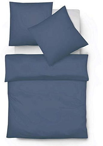 fleuresse Edelflanell Bettwäsche 155x220 Fischgrätmuster blau Uni 603089-12
