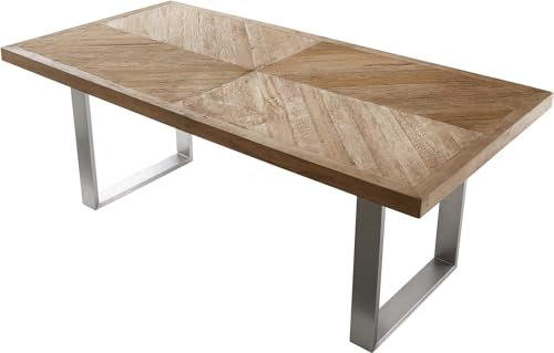 DELIFE Esszimmertisch Classic-Edge Exotic Wood 200x100x77 cm Fishbone