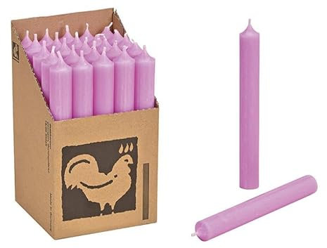 Stabkerzen 10 Stück Tafelkerzen durchgehend gefärbt Spitzkerzen für die Tisch-Deko zur Hochzeit Weihnachten & Party Farbe: Pastell-Lila Höhe:18cm