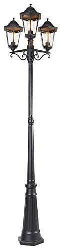 Qazqa - Klassisch I Antik Außenlaterne schwarz 220 cm 3-flammig IP44 - Havanna I Außenbeleuchtung - Aluminium Länglich - LED geeignet E27