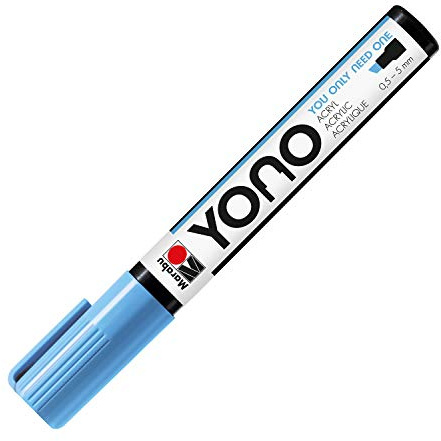 Marabu 12400102256 - YONO Marker, Pastellblau 256, vielseitiger Acrylstift mit japanischer Keilspitze 0,5-5 mm, wasserbasiert, lichtecht und wasserfest, für nahezu alle Untergründe