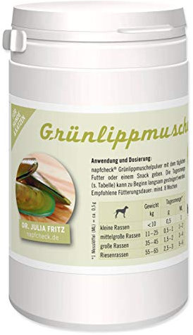 napfcheck Grünlippmuschel Pulver - Futterergänzung bei Gelenkproblemen – für Hunde und Katzen - 125 g