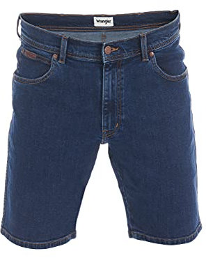 Wrangler Herren Jeans Short Texas Kurze Stretch Shorts Regular Fit Baumwolle Bermuda Sommer Hose Blau Schwarz w30 w31 w32 w33 w34 w36 w38 w40, Größe:W 32, Farbe:Blue Chip (W11CLQ46A)