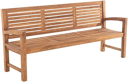 CLP Teakbank Halden I Holzbank Für Den Garten I Sitzbank Mit Armlehnen, Farbe:Teak, Größe:200 cm