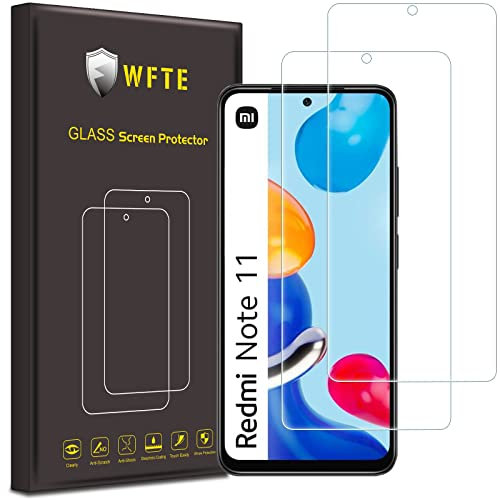 WFTE [2-Pack Screen Protector for Xiaomi Redmi Note 11/11S,Anti-Scratch,High Transparency,Anti-fingerprint,Bubble-Free,Dust-Free Premium Screen Protector Tempered Glass For Redmi Note 11/11S