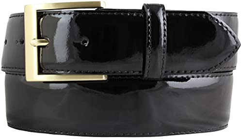 BELTINGER Lack-Gürtel aus Leder mit goldener Gürtelschnalle 4 cm | Glänzender Ledergürtel 40mm Herren | Eleganter Gürtel