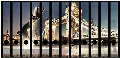 Wallario Ordnerrücken Sticker London - Tower Bridge bei Nacht - Größe 12 Stück, Rückenschilder für 12 schmale Ordner, Klebeetiketten