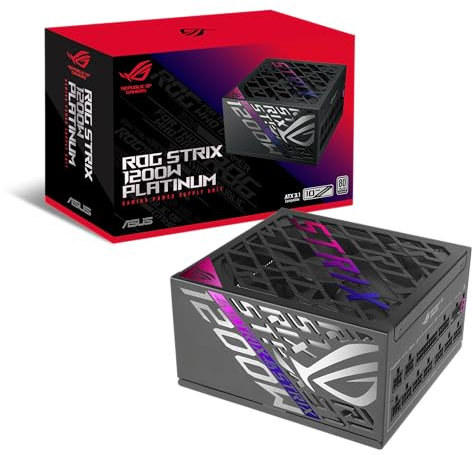 ASUS ROG Strix 1200P Gaming, Alimentatore Modulare per PC, 1200W di Potenza, PCle Gen 5.0, 80 Plus Titanium, Standard ATX 3.1, Ventola con Doppio Cuscinetto a Sfera, Nero, ROG-STRIX-1200P-GAMING