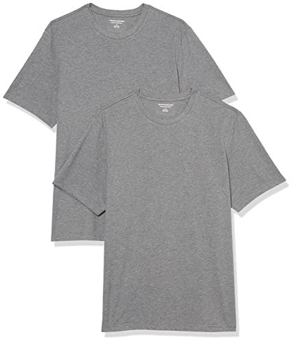 Amazon Essentials Men's Cotton Regular-Fit Short-Sleeve Crewneck T-Shirt, Pack of 2, Grey Heather, 4XL Plus Tall