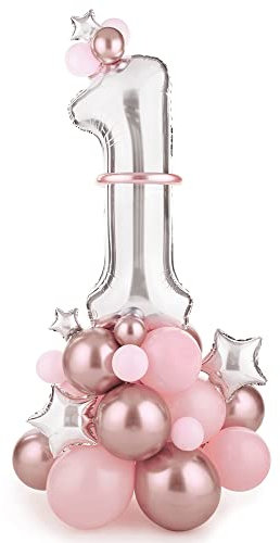Bouquet di palloncini con numero 1, rosa, 90 x 140 cm