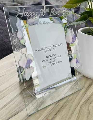 Grand cadre photo pour 90e anniversaire Motif pois de senteur 12,7 x 17,8 cm