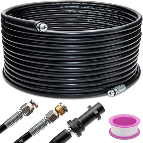 30 m Rohrreinigungsschlauch Set für Kärcher K2, K3, K4, K5, K6, K7 inkl. 2 Düsen und Adapter Abflussreiniger Schlauch Hochdruckreiniger 180 bar