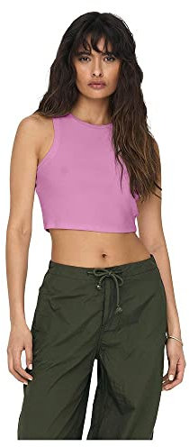 ONLY Onlvilma S/L Crop Tank Top Jrs Noos, Ciclamen, XL para Mujer