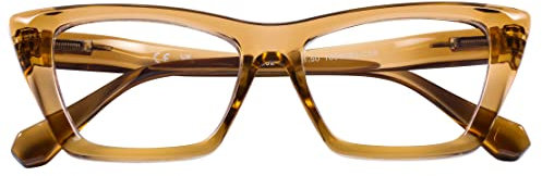 DOOViC Lesebrille Damen 1,75 Blaulichtfilter Computerbrille Brille mit Sehstärke Khaki/Cateye