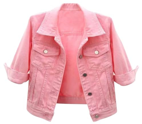 Freebily Jeans Femmes Veste Jeans Denim Veste Vetements D'Exterieur Boutonnée Courte Motard Blouson Moto Vintage Décontractées