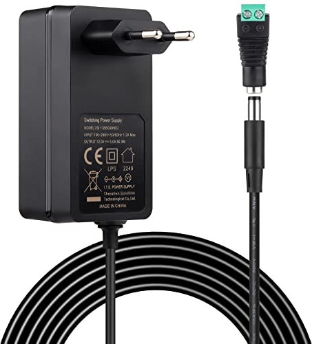 Zertifiziertes Netzteil 12V 5A 3A 2A 1A Adapter, AC 100-240V bis DC 12 Volt 5 Amp 60W Stromversorgung, universal netzteil AC-DC Adapter Steckernetzteil 12v für LED Beleuchtung, DVD, TFT Monitor