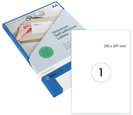 Rillprint Vielzweck Etiketten Selbstklebend - Transparent Matt - 25 Stück – 210 x 297 mm - 1 Klebeetiketten pro A4-Blatt - Bedruckbar & Abziehbar - Universal Adressaufkleber - 25 Blatt