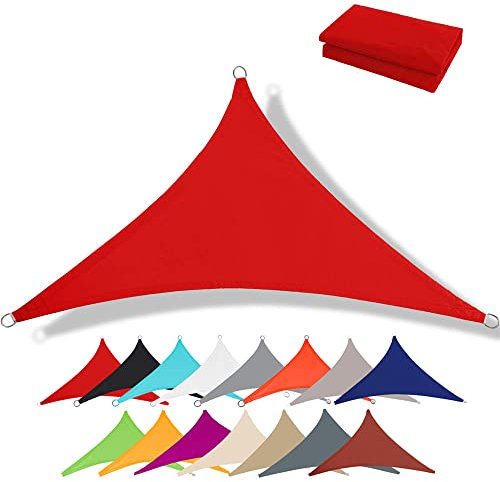 Premium-Sonnensegel, dreieckig, wasserdicht, 95 % UV-Schutz, Oxford-Gewebe ohne Nähte, für Außenbereich, Terrasse, Garten (6 x 6 x 6 m, Rot)