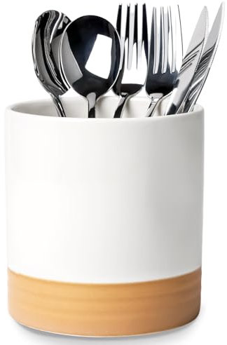 LEETOYI Soporte de cerámica para utensilios de cocina, fácil de limpiar, 4.5 pulgadas, color blanco